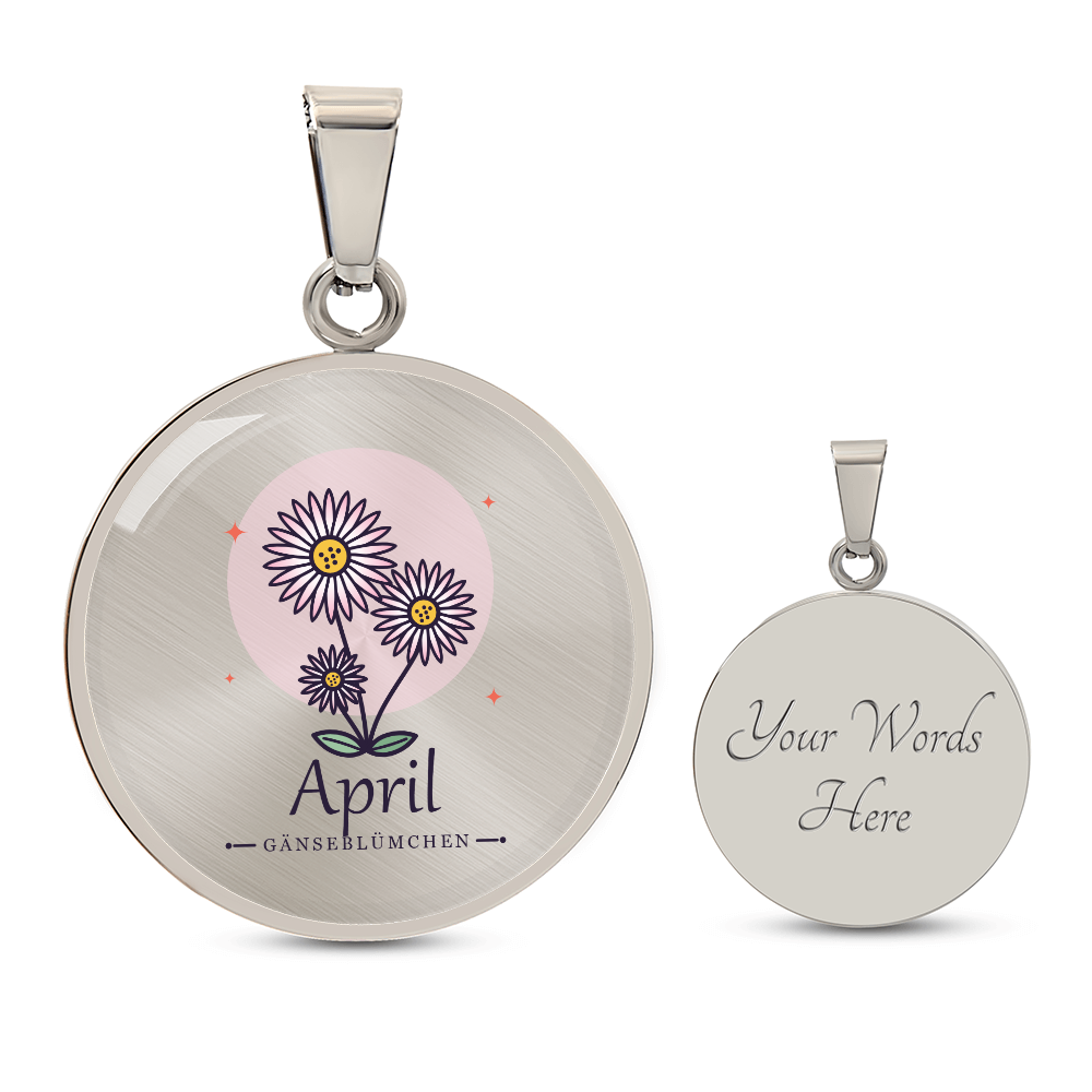 'Geburtsblume Kette April – Gänseblümchen' Kreisförmiger Anhänger