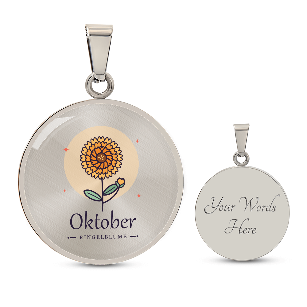 'Geburtsblume Kette Oktober – Ringelblume' Kreisförmiger Anhänger