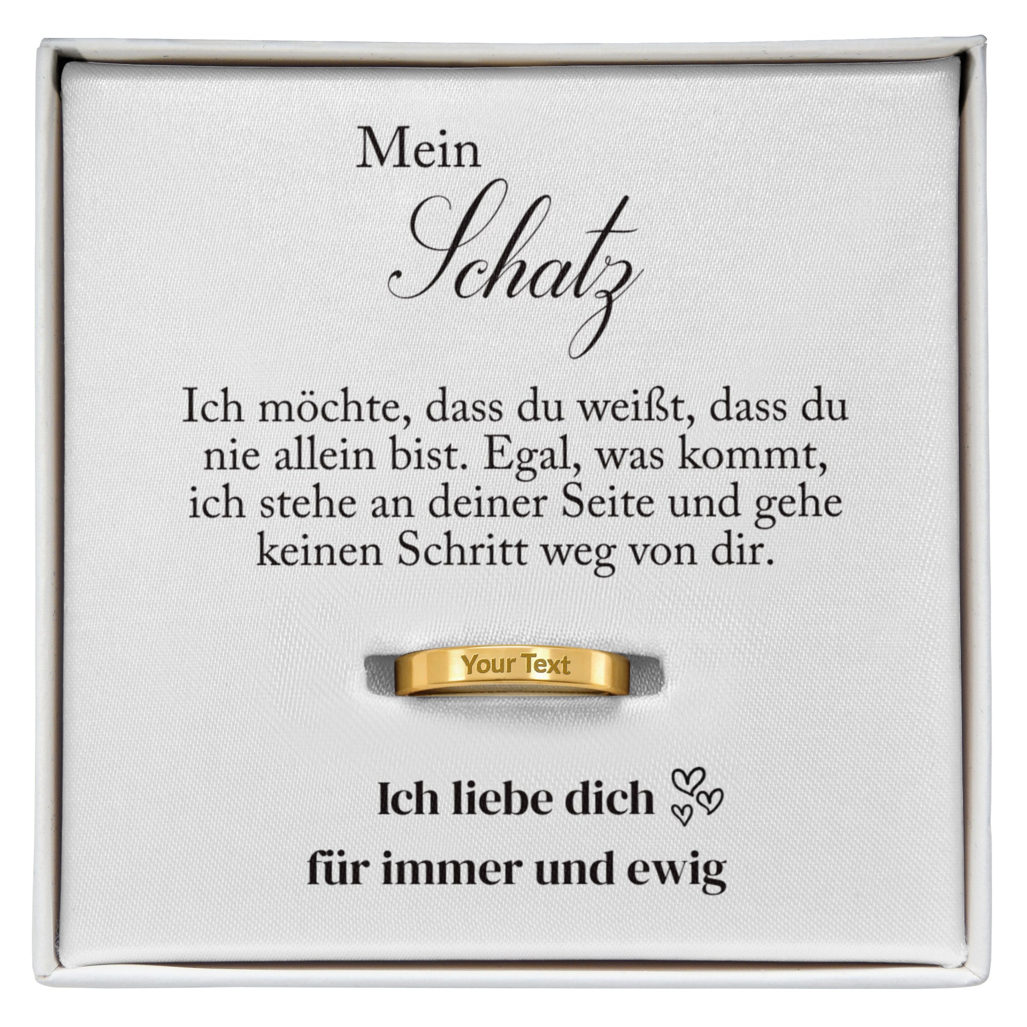 Romantische Spruchkarte mit Liebesbotschaft vom Mann an seine Frau inklusive personalisiertem Ring