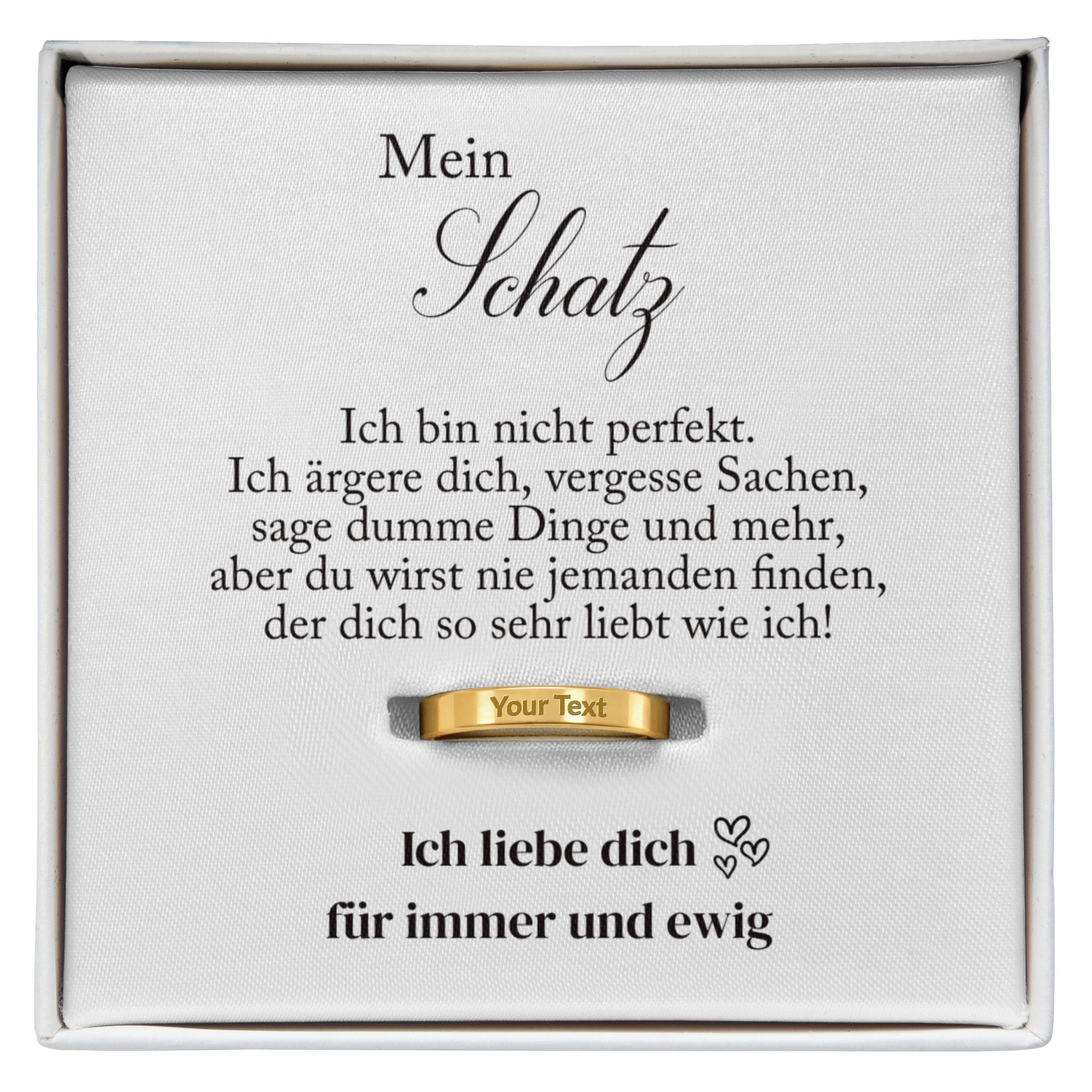 Romantische Spruchkarte mit Liebesbotschaft vom Mann an seine Frau inklusive personalisiertem Ring