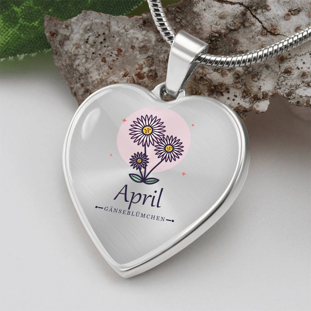 Geburtsblume April Geschenk für Mädchen – Herzkette