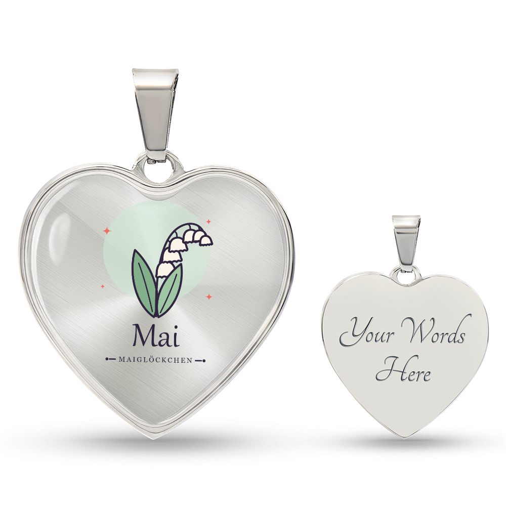 Personalisierter Schmuck Geburtsblume – Herzkette mit Gravur der Kindernamen