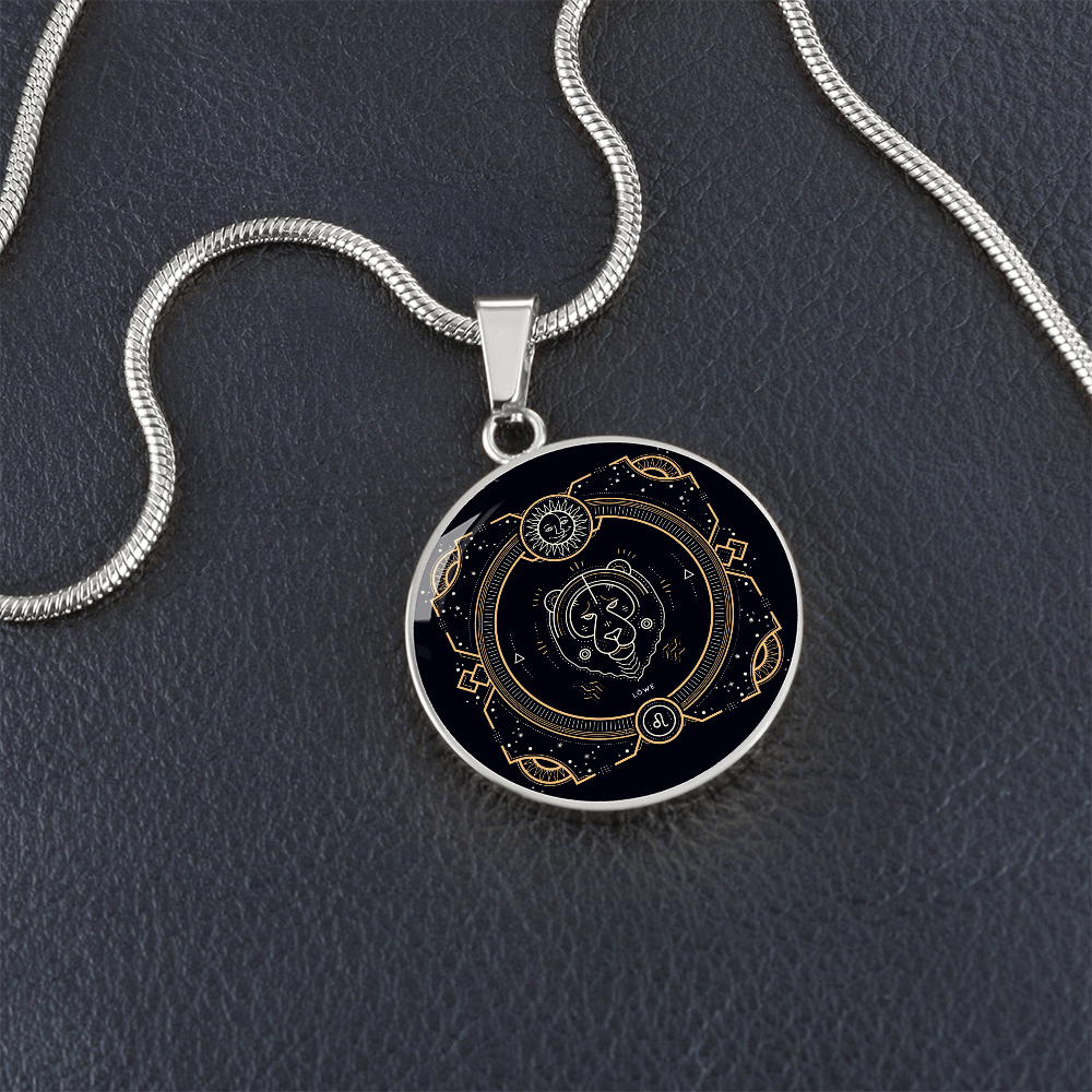 'Sternzeichen Löwe' Halskette mit kreisförmigen Anhänger