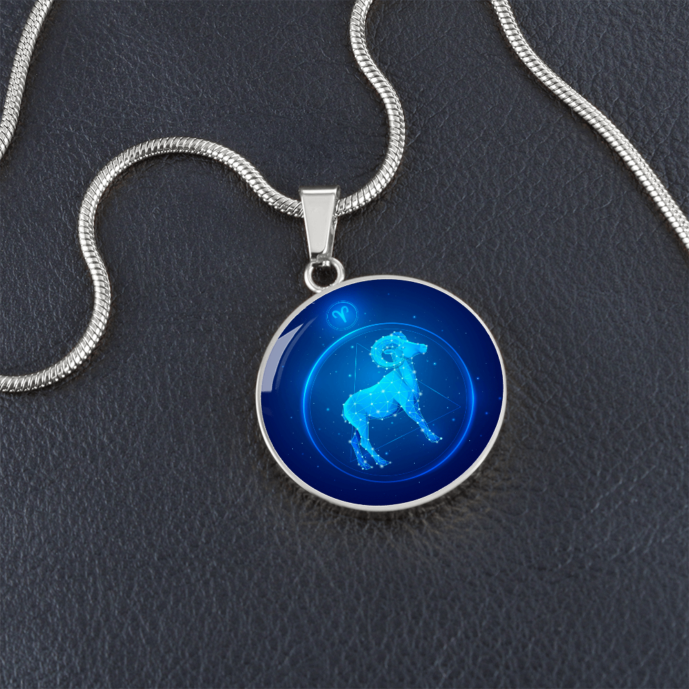 'Sternzeichen Widder' Halskette mit kreisförmigen Anhänger