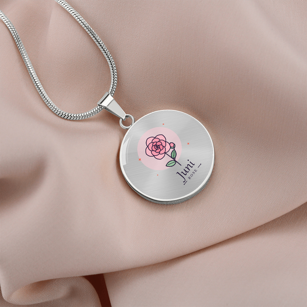 'Geburtsblume Kette Juni – Rose' Kreisförmiger Anhänger