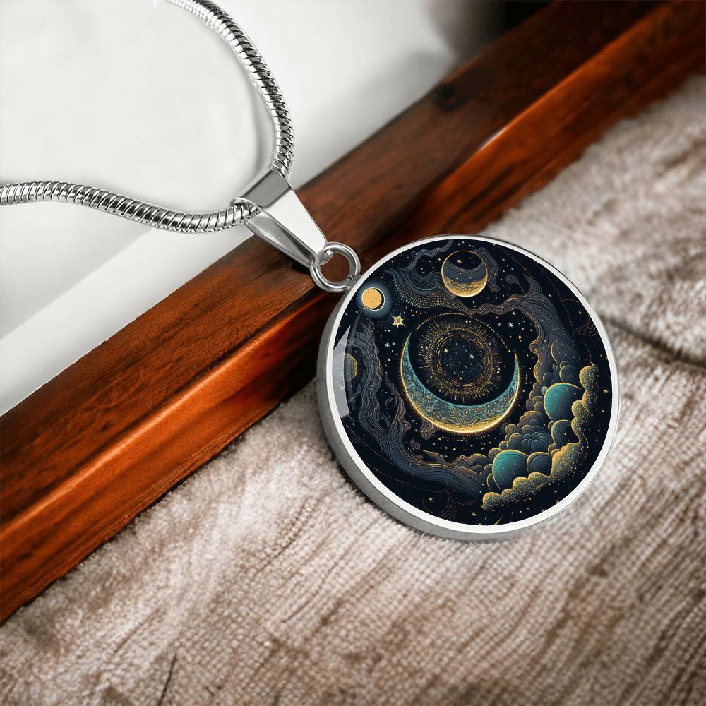 Magische Mond Halskette mit Gravurmöglichkeit