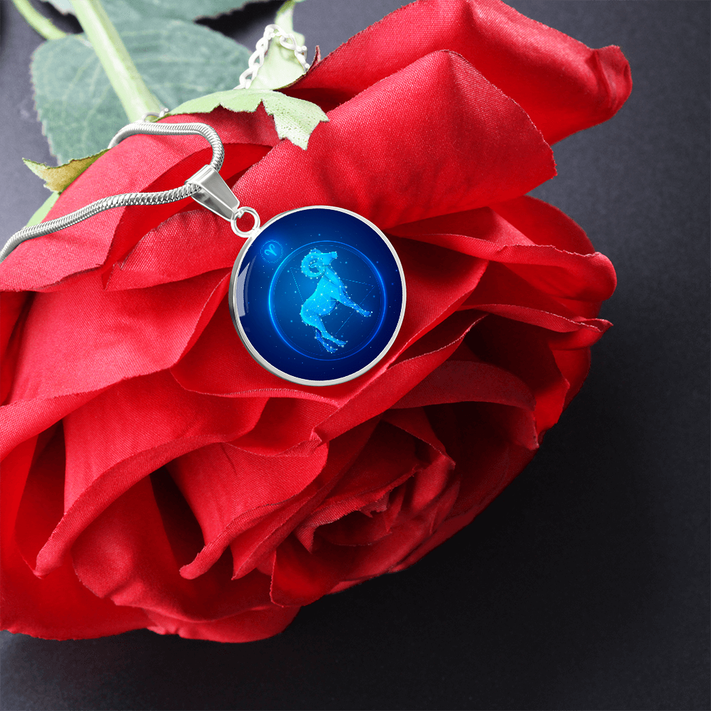 'Sternzeichen Widder' Halskette mit kreisförmigen Anhänger