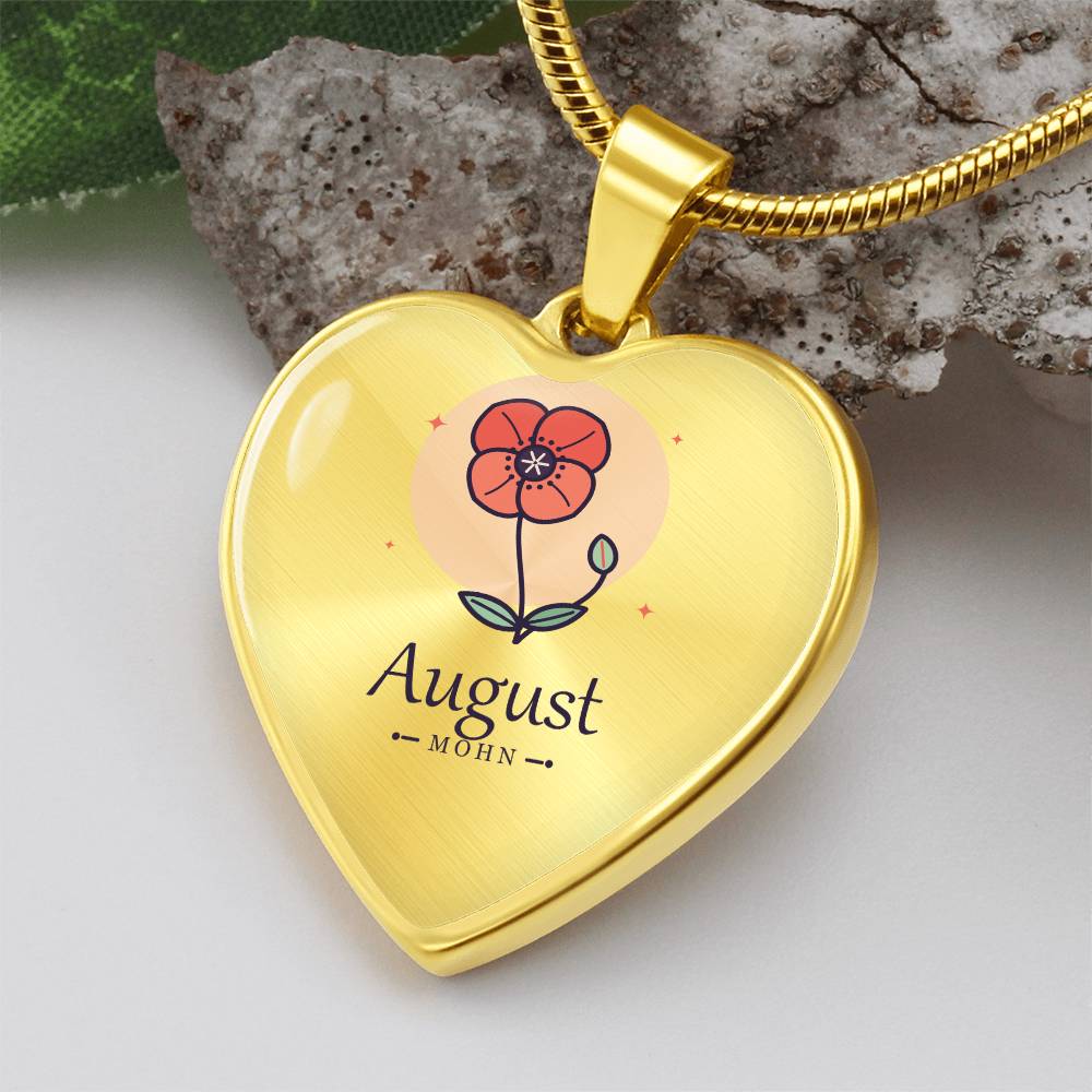 Geburtsblume August Geschenk – Kette mit Herzanhänger