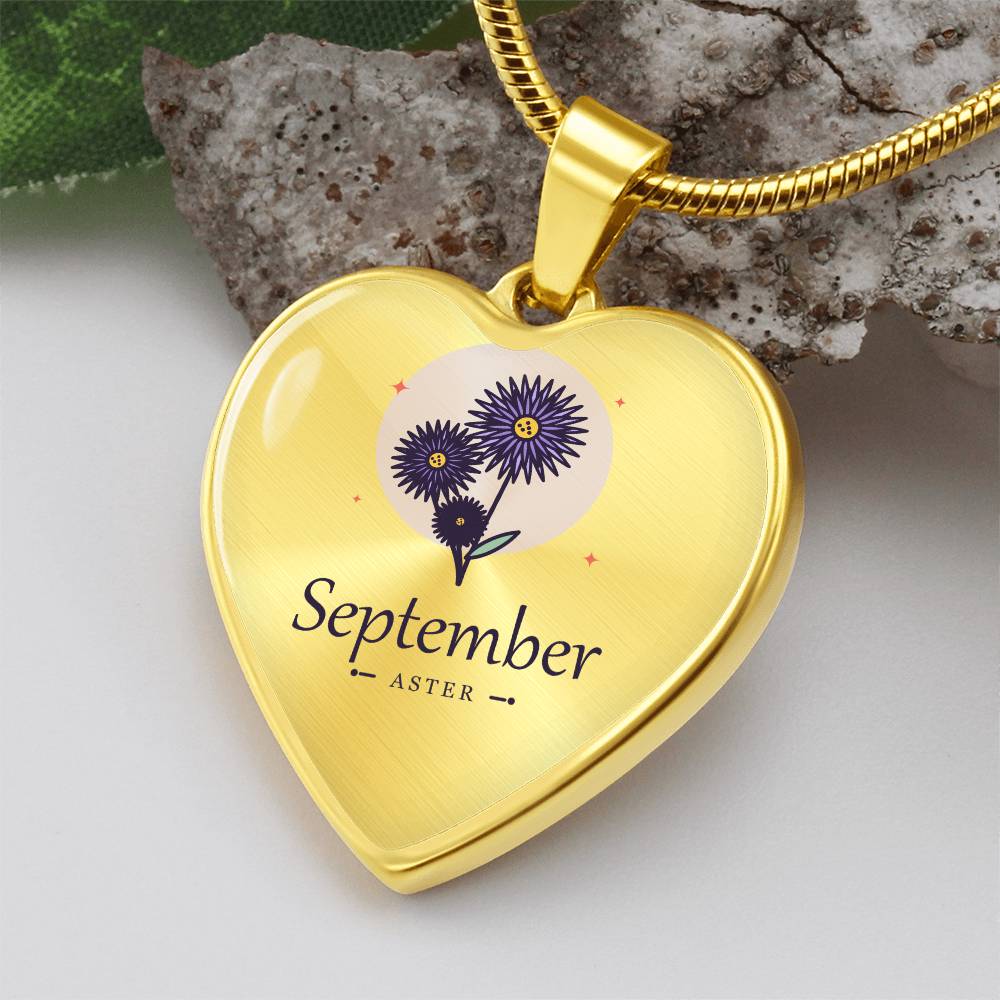 Geburtsblume September Geschenk für Mama – Herzkette