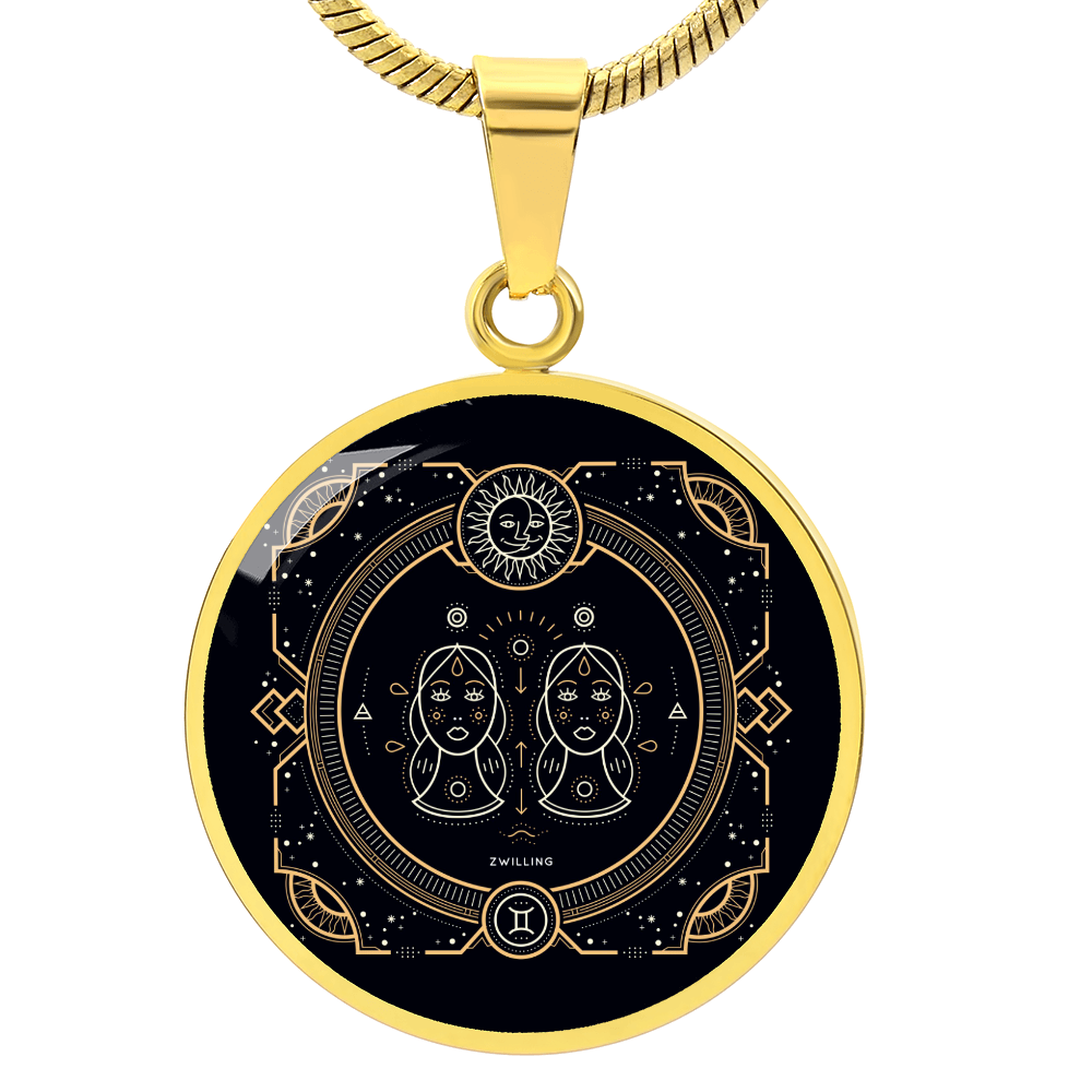 'Sternzeichen Zwilling' Halskette mit kreisförmigen Anhänger