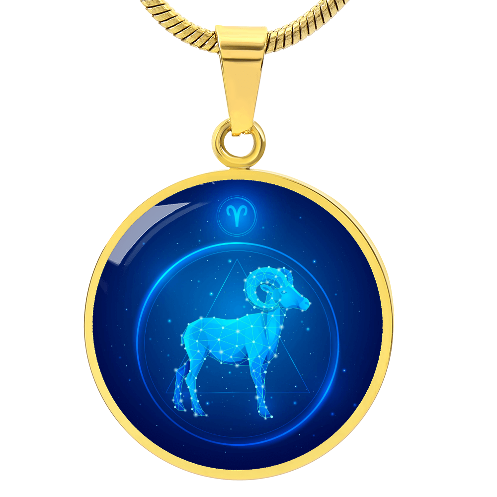 'Sternzeichen Widder' Halskette mit kreisförmigen Anhänger