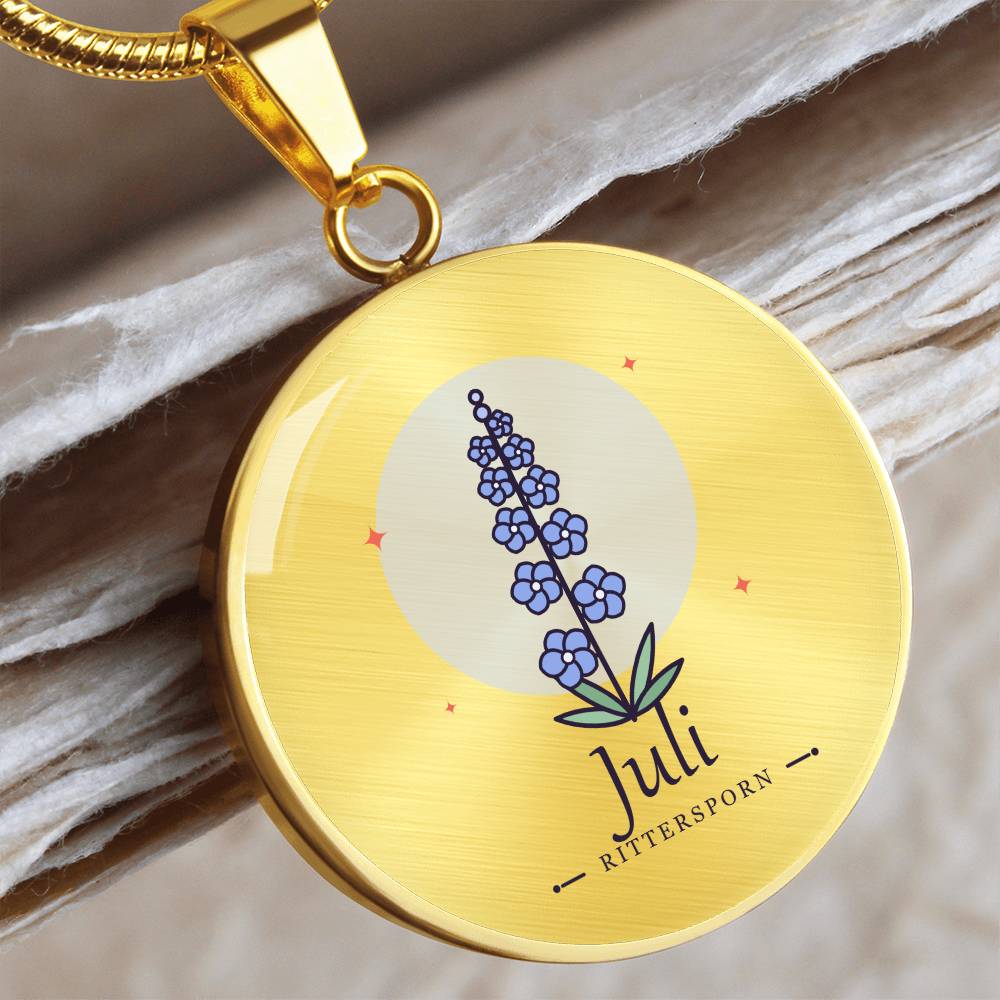 'Geburtsblume Kette Juli – Rittersporn' Kreisförmiger Anhänger