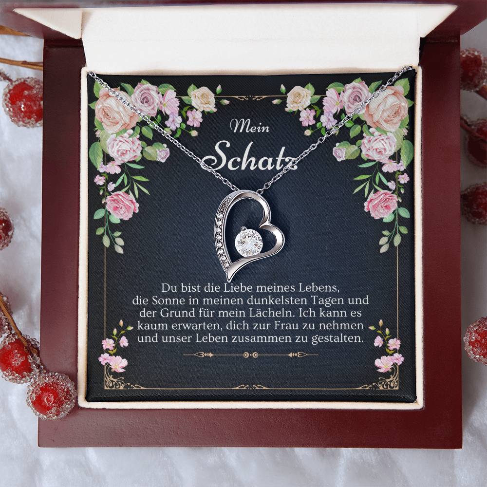 'Du bist die Liebe' Funkelndes Herz Halskette