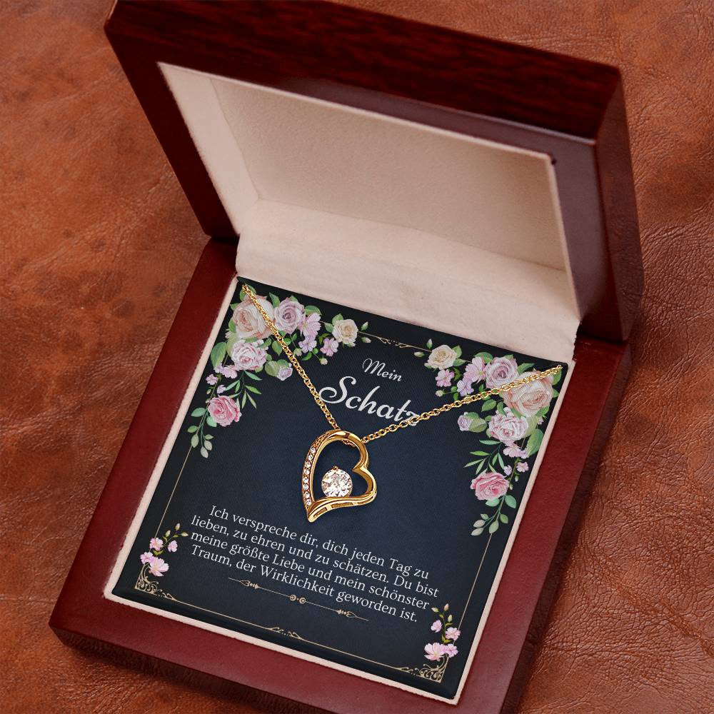 'Ich verspreche dir' Funkelndes Herz Halskette