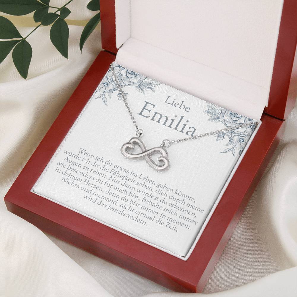 Komplettes Schmuck-Set bestehend aus Kette, Spruchkarte und schwarzer Geschenkbox als liebevolles Geschenk für Teenager Mädchen.