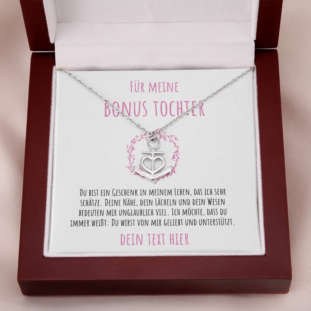 Geschenk für Bonus-Tochter mit Halskette und Karte