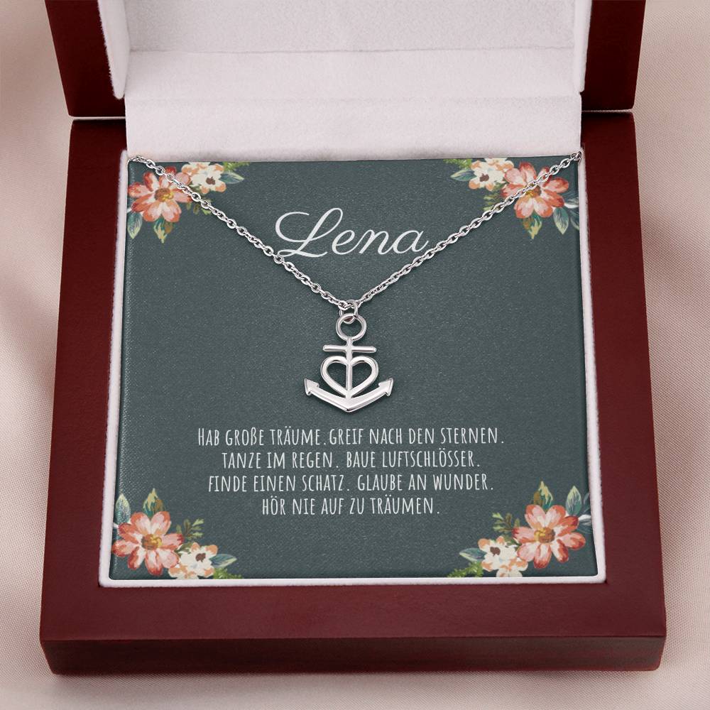 'Hör nie auf zu träumen' Ankerliebe Halskette