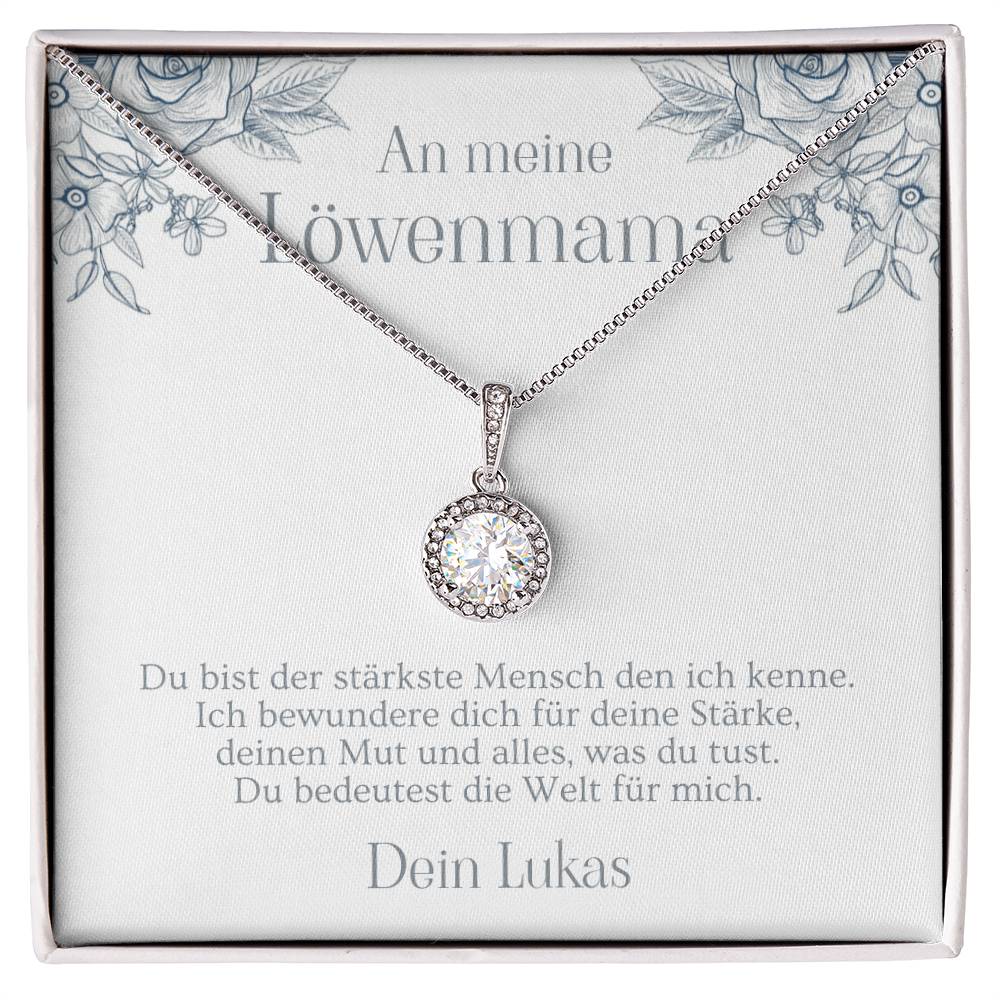 Personalisierte Halskette als besonderes Geschenk für Mama mit liebevoller Karte und Schmuckbox