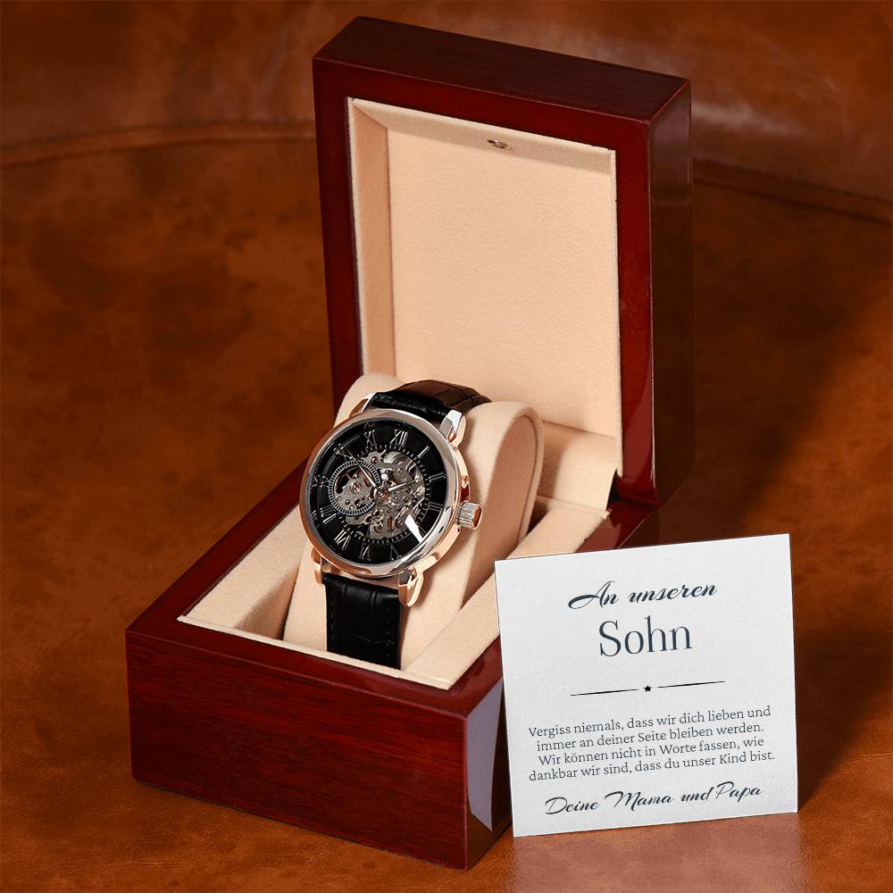 Armbanduhr für Sohn mit liebevoller Karte und eleganter Verpackung