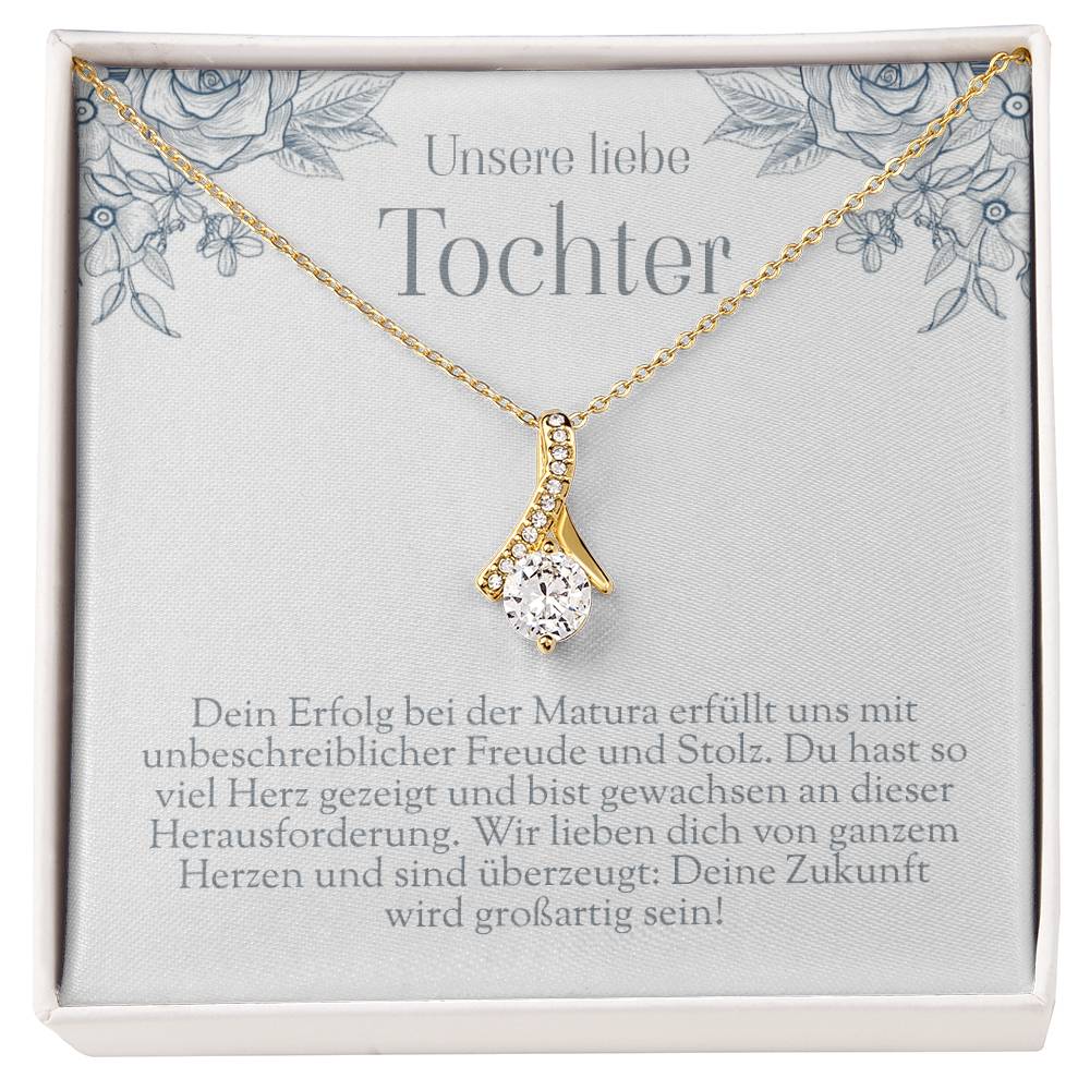 Liebevolles Schmuckgeschenk mit Glückwunschkarte zur Matura