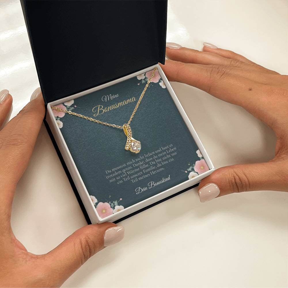 Abschiedsgeschenk für Bonusmama – Halskette mit berührender Karte