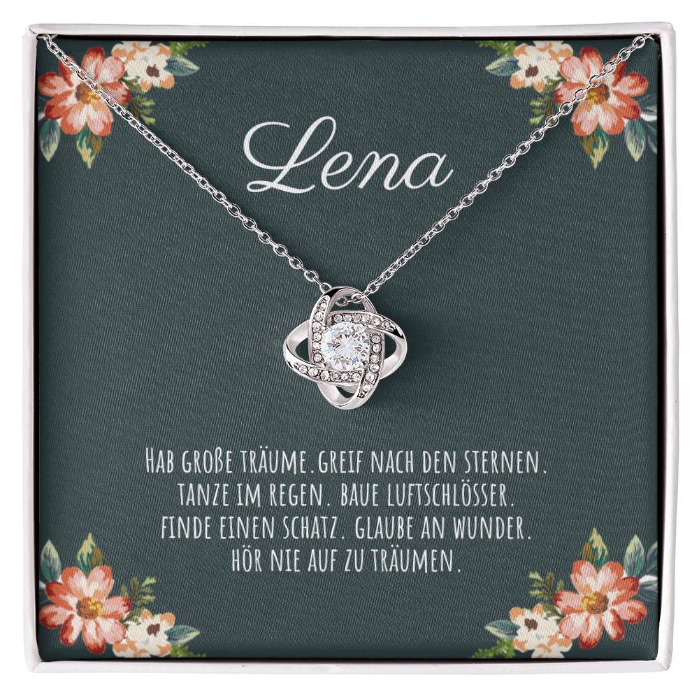 'Hör nie auf zu träumen' Liebesknoten Halskette