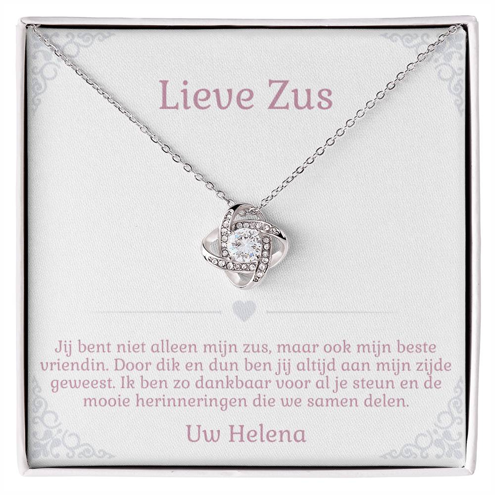 Cadeau voor oudere zus - Tijdloze ketting met liefdevolle kaart