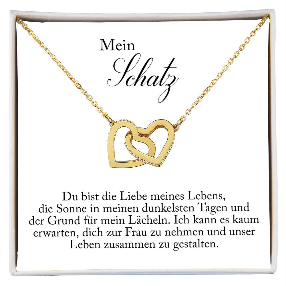 'Du bist die Liebe' Verbundene Herzen Halskette