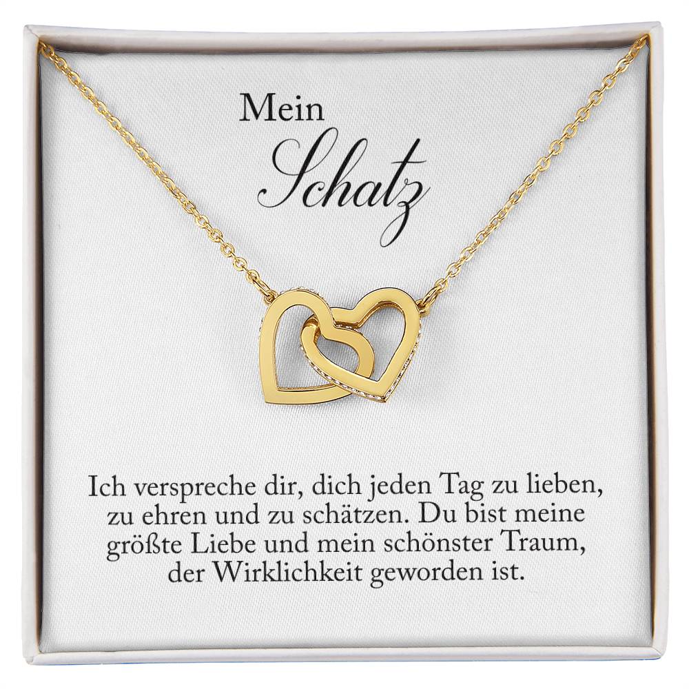 'Ich verspreche dir' Verbundene Herzen Halskette