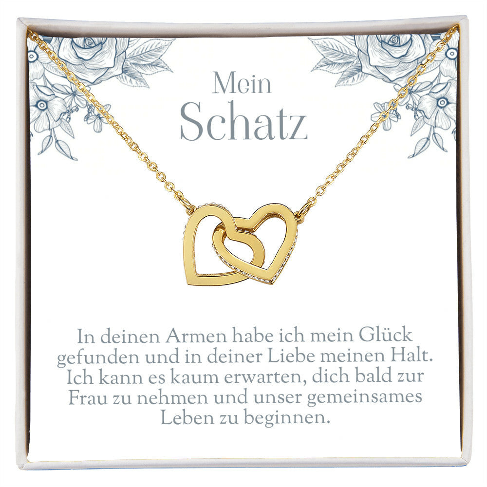 'In deinen Armen' Verbundene Herzen Halskette