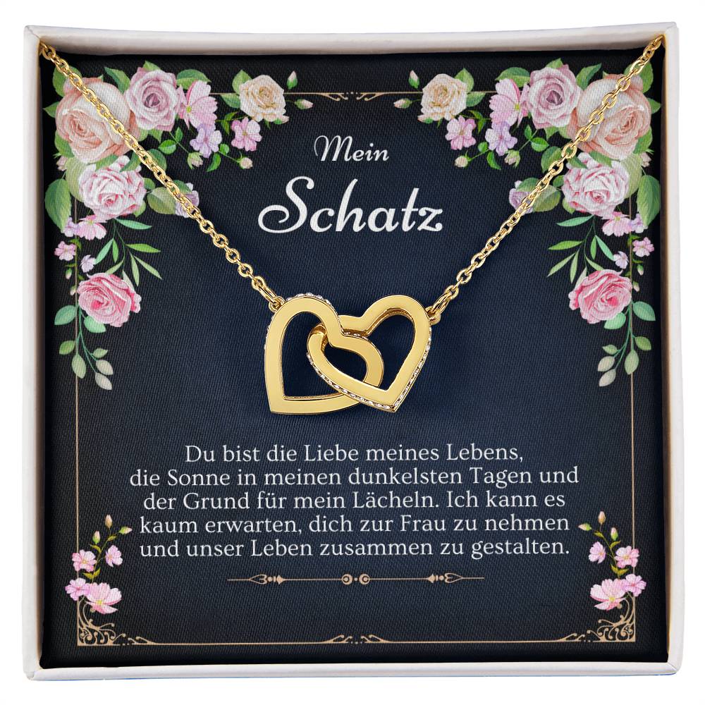 'Du bist die Liebe' Verbundene Herzen Halskette