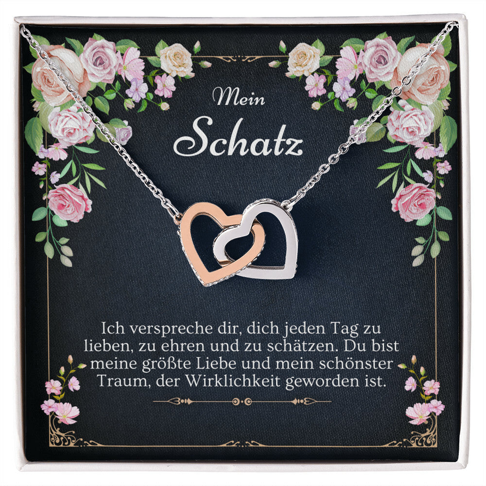 'Ich verspreche dir' Verbundene Herzen Halskette