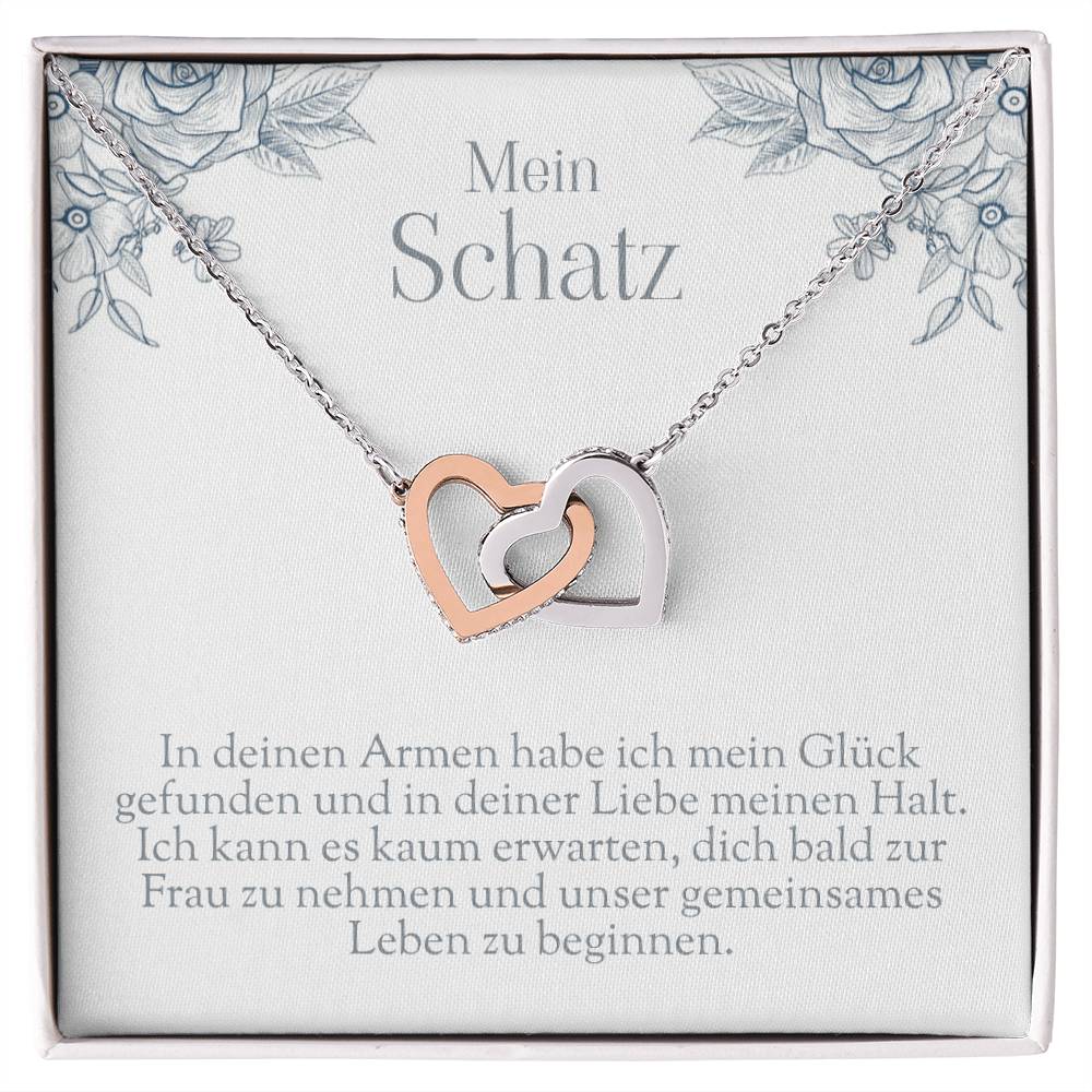 'In deinen Armen' Verbundene Herzen Halskette
