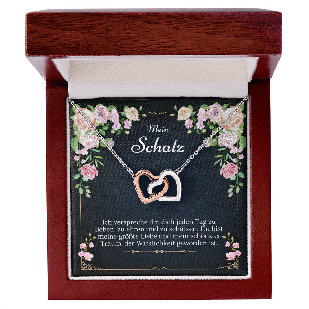 'Ich verspreche dir' Verbundene Herzen Halskette