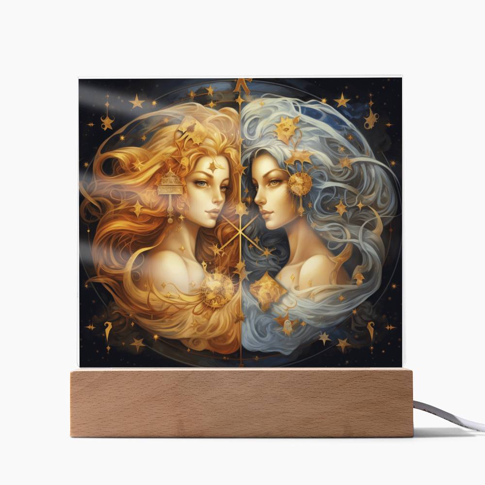 Nachtlampe mit Zwillinge-Motiv: Perfektes Geschenk.