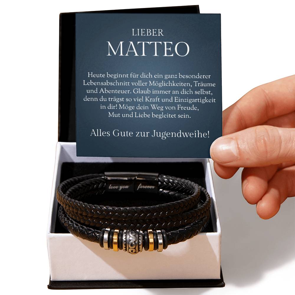 Jugendweihe Geschenk für Jungen – Armband mit personalisierter Karte