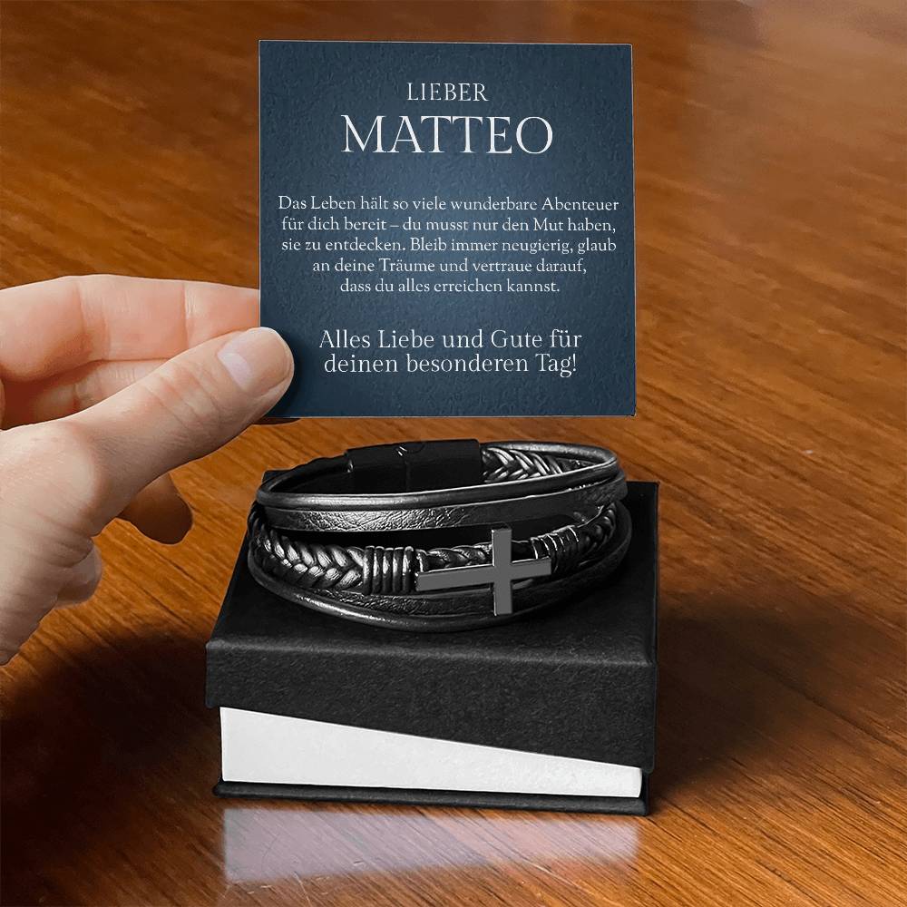 Jugendweihe Geschenk für Jungen – Armband mit personalisierter Karte