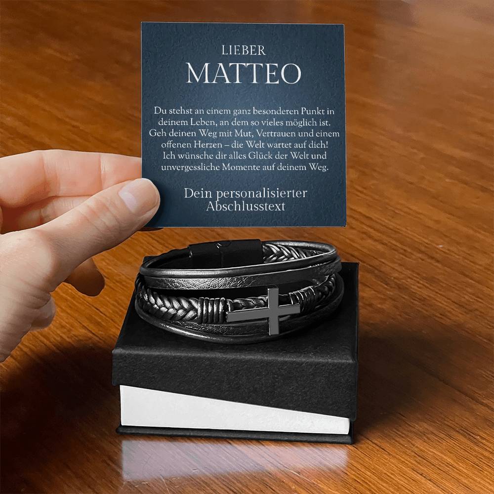 Jugendweihe Geschenk für Jungen – Armband mit personalisierter Karte