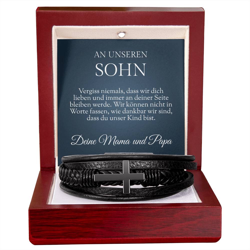 'Vergiss niemals - Wir Form' Herren Armband mit Kreuz