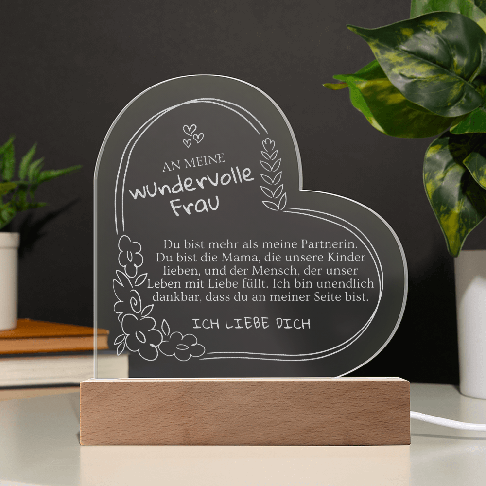 Vorgefertigter Liebesspruch auf Acryl LED Lampe – emotionales Geschenk von Partner an Partnerin, perfekte Überraschung zum Geburtstag der Frau