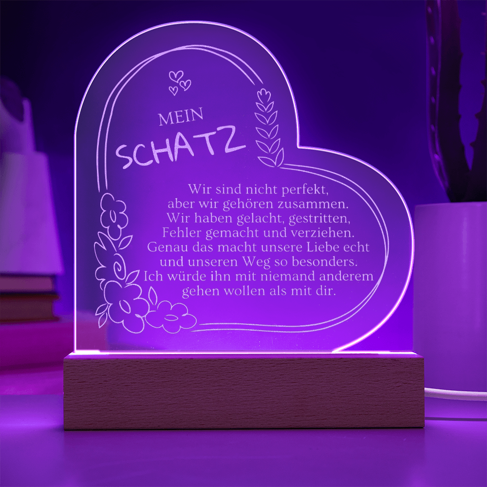 Personalisiertes LED Herz Geschenk für Ehefrau – fertiger Liebestext von Mann an Frau, romantische Geschenkidee zum Jahrestag oder Hochzeitstag