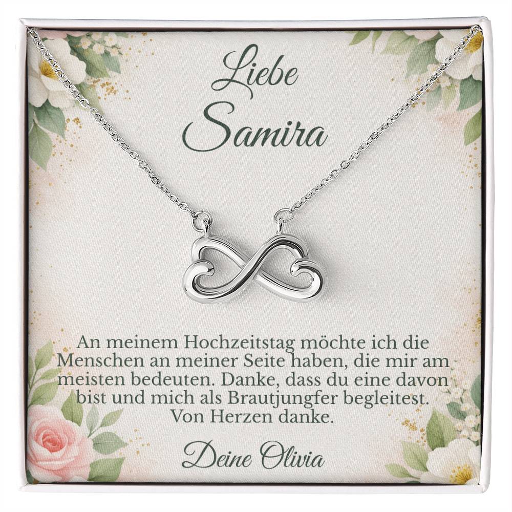 brautjungfer schmuck geschenk mit halskette und karte