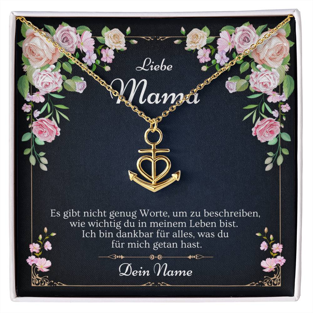 Geschenkidee Mama – Kette mit Spruchkarte in luxuriöser Mahagoni Geschenkbox