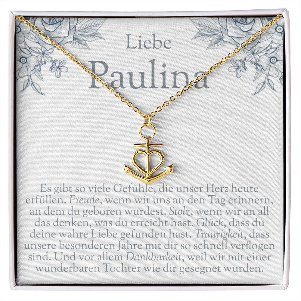 Schmuckgeschenk für Tochter mit Namen auf der Karte