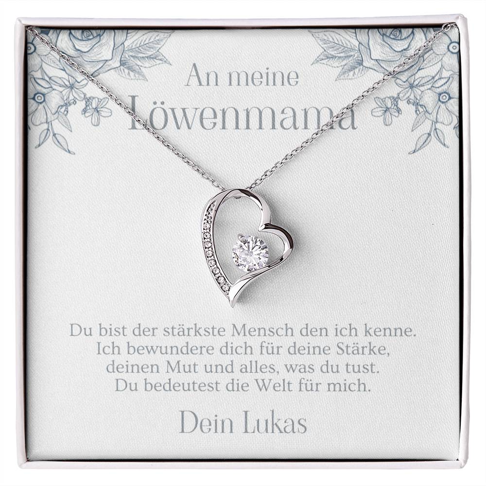 Personalisierte Halskette als besonderes Geschenk für Mama mit liebevoller Karte und Schmuckbox