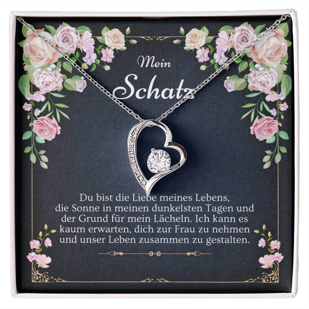 'Du bist die Liebe' Funkelndes Herz Halskette