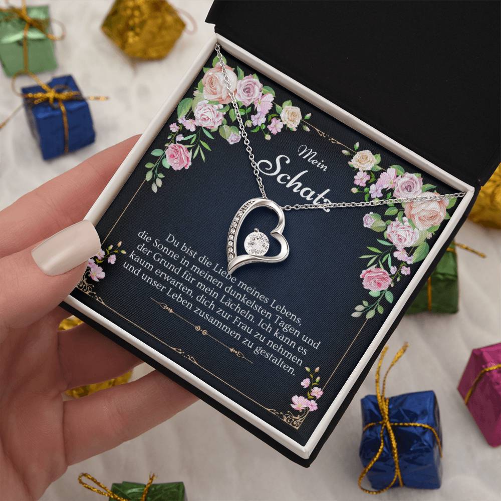 'Du bist die Liebe' Funkelndes Herz Halskette