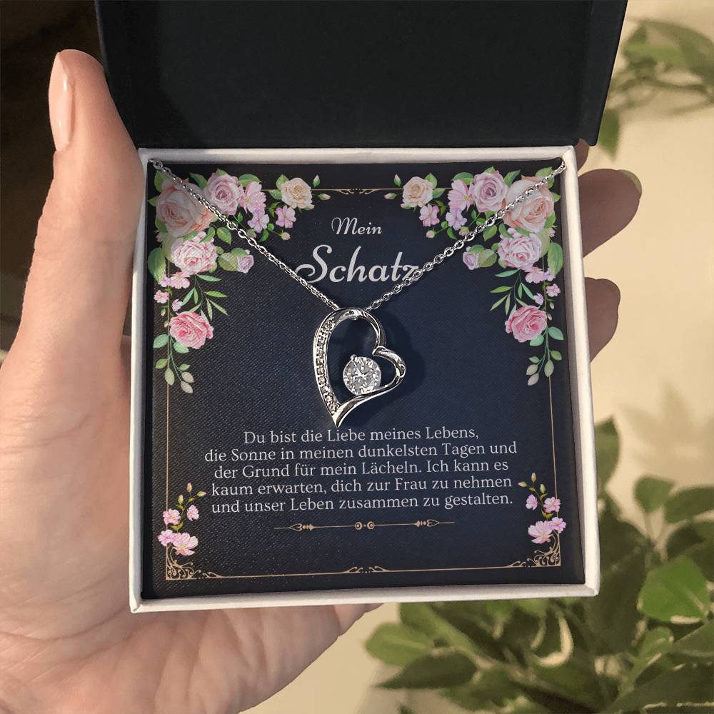 'Du bist die Liebe' Funkelndes Herz Halskette