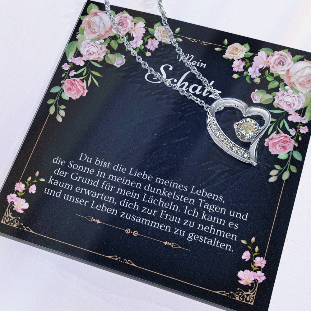 'Du bist die Liebe' Funkelndes Herz Halskette
