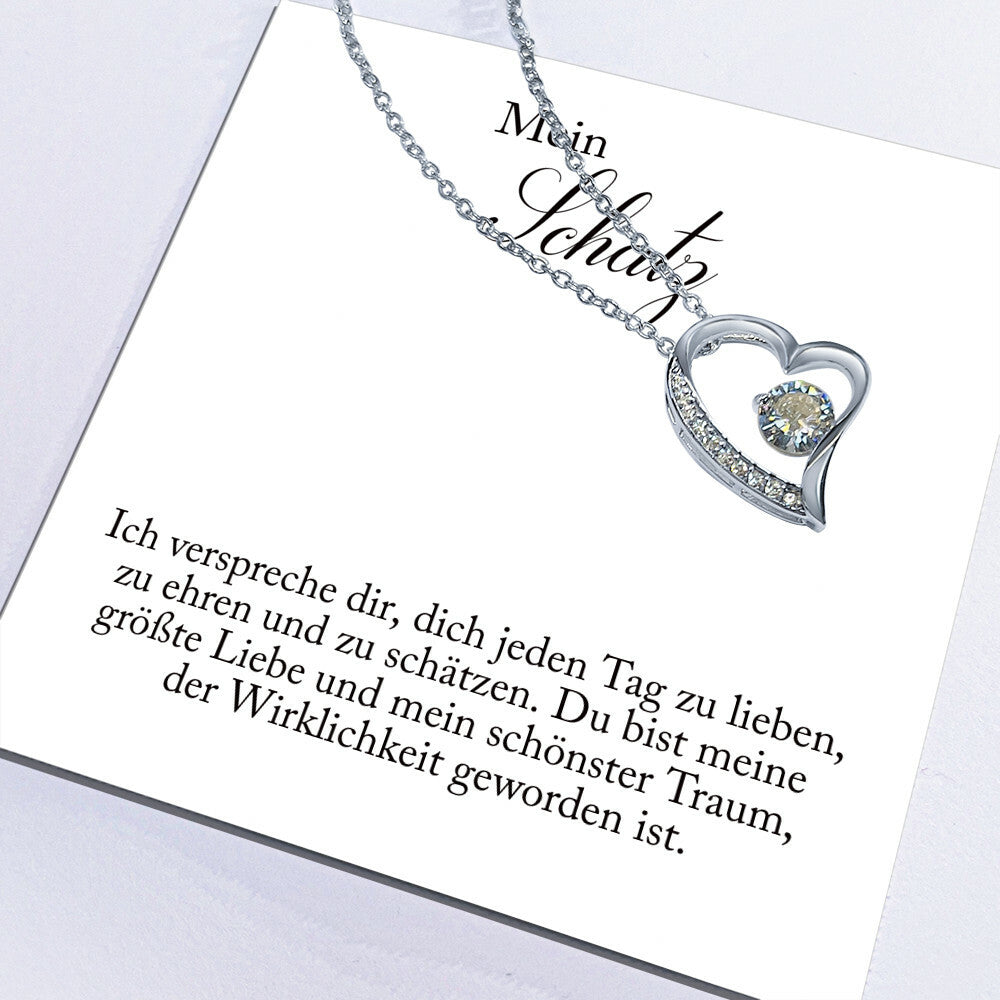 'Ich verspreche dir' Funkelndes Herz Halskette